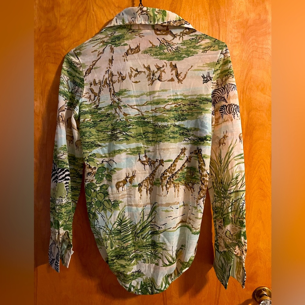 Vintage 1960s Safari Print Button-Up Bodysuit - Picture 4 of 13